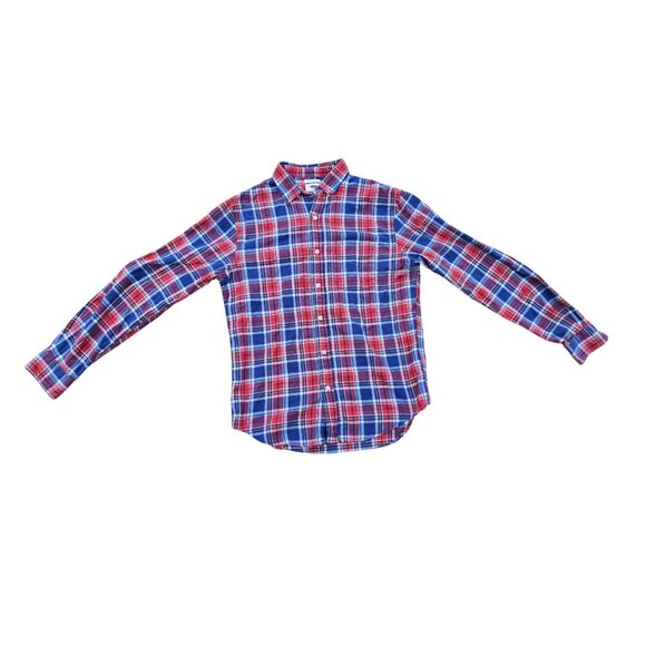 Old Navy Other - Old Navy Red & Blue Plaid Slim Fit Button-Up Shirt Mens Medium